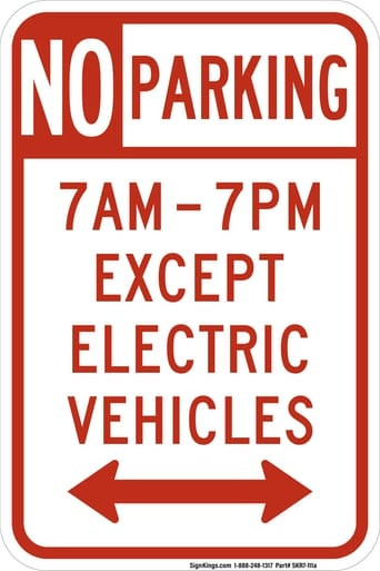 No Parking (Part Time) Except Electric Vehicles, MUTCD (Part#: SKR7-111a)
