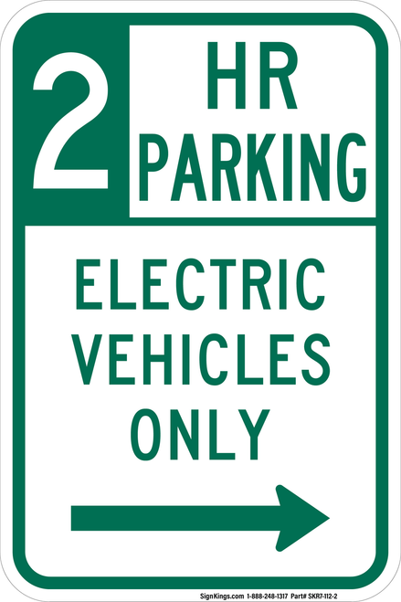 Electric Vehicles Only (2 Hour), MUTCD No Parking