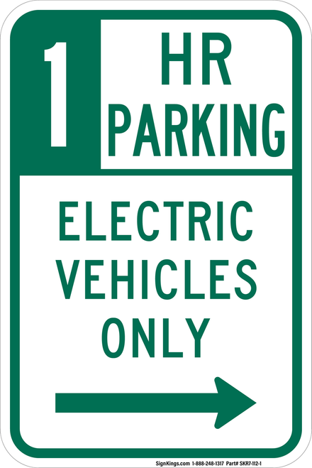 Electric Vehicles Only (1 Hour), MUTCD No Parking, MUTCD (Part#: SKR7-112)