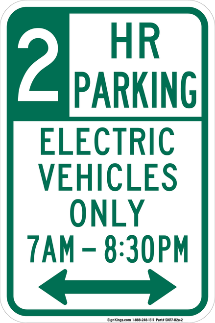 Electric Vehicles Only (2 Hour), MUTCD No Parking