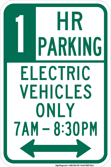 Electric Vehicles Only (1 Hour), MUTCD No Parking