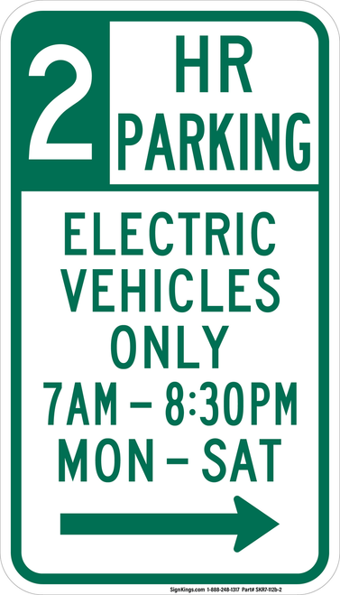 Electric Vehicles Only (2 Hour), MUTCD No Parking, MUTCD (Part#: SKR7-112b)