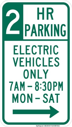 Electric Vehicles Only (Timed), MUTCD