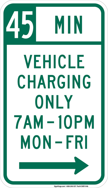 Vehicle Charging Only (Timed, Part-Time), MUTCD No Parking