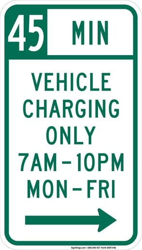 Vehicle Charging Only (Timed, Part-Time), MUTCD (Part#: SKR7-114b)