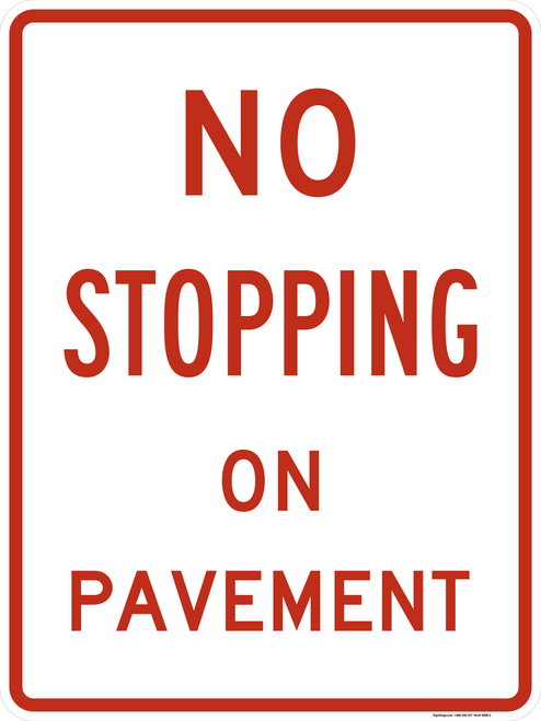 No Stopping on Pavement, MUTCD Rural & Highway Parking Signs