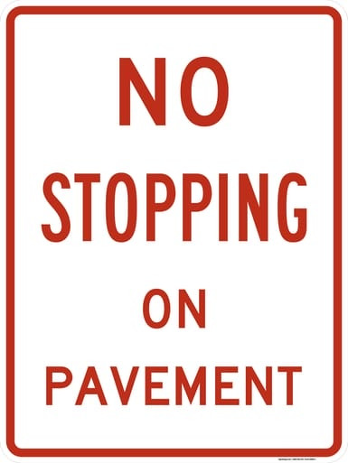 No Stopping on Pavement, MUTCD (Part#: SKR8-5), MUTCD Rural & Highway Parking Signs