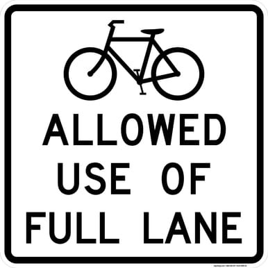 Bicycles Allowed Use Of Full Lane, MUTCD (Part#: SKR9-20)