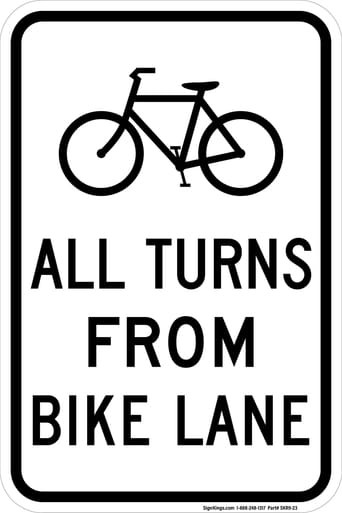 All Turns From Bike Lane, MUTCD (Part#: SKR9-23), MUTCD Bike & Pedestrian
