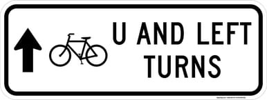 Bicycle U And Left Turns (Thru Arrow), MUTCD (Part#: SKR9-25b), MUTCD Bike & Pedestrian