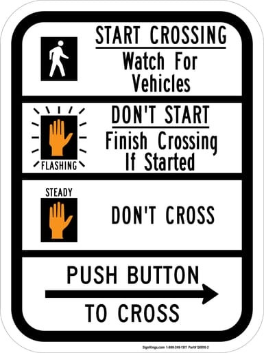 Pedestrian Crosswalk Instructional(Right Arrow), MUTCD