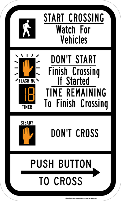 Pedestrian Crosswalk Countdown Instructional (Right Arrow), MUTCD Traffic Signals