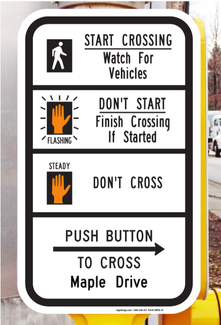 Example of Pedestrian Crosswalk Countdown Instructional (Right Arrow), MUTCD Traffic Signals