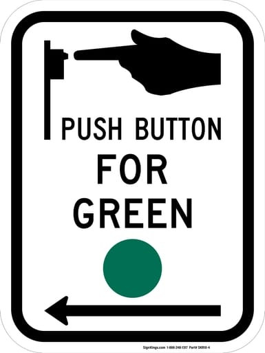 Push Button For Green (Left Arrow), MUTCD