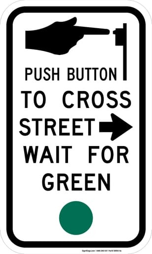Push Button To Cross Street (Right Arrow), MUTCD (Part#: SKR10-4a), MUTCD Traffic Signals