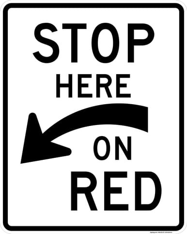 Stop Here On Red (Curved Left Arrow), MUTCD (Part#: SKR10-6aL), MUTCD Traffic Signals