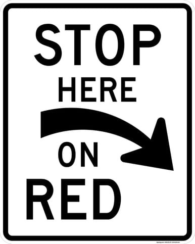 Stop Here On Red (Curved Right Arrow), MUTCD (Part#: SKR10-6aR), MUTCD Traffic Signals
