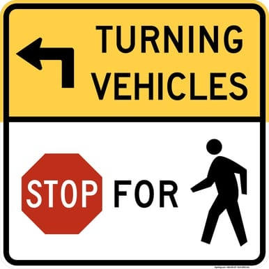 Turning Vehicles Stop For Pedestrians (Left Arrow), MUTCD (Part#: SKR10-15aL), MUTCD Traffic Signals