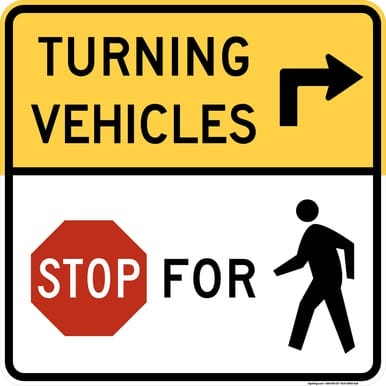 Turning Vehicles Stop For Pedestrians (Right Arrow), MUTCD (Part#: SKR10-15aR), MUTCD Traffic Signals