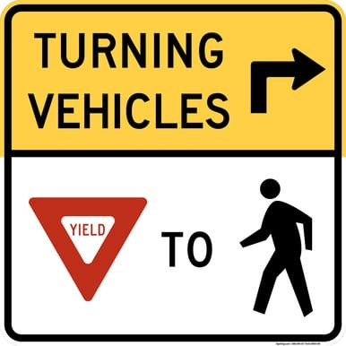 Turning Vehicles Yield To Pedestrians (Right Arrow), MUTCD (Part#: SKR10-15R), MUTCD Traffic Signals