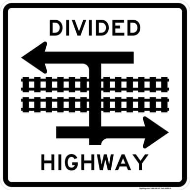 Light Rail Transit Divided Highway (Symbol) - T-Intersection, MUTCD (Part#: SKR15-7a), MUTCD Road Closed & Weight