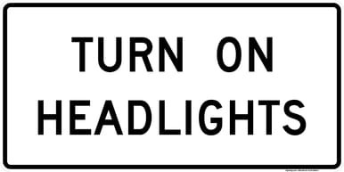 Turn On Headlights, MUTCD (Part#: SKR16-8), MUTCD Rail & Other