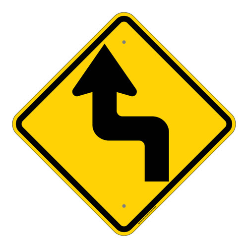 "Left Reverse Turn Curve Ahead Warning" Sign (Part#: WRN1011)