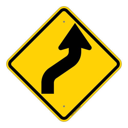 "Right Reverse Curve Ahead Warning" Sign (Part#: WRN1017)