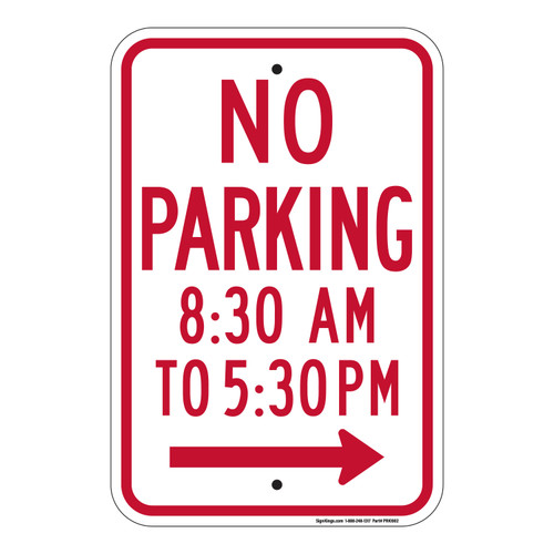 No Parking 8:30 AM to 5:30 PM (Right Arrow), Parking Sign