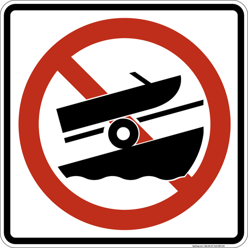 No Boat Launching, MUTCD Prohibited Activity Sign - Water Restrictions