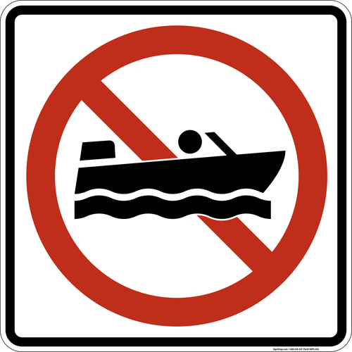 No Motorboats, MUTCD Prohibited Activity Sign - Water Restrictions