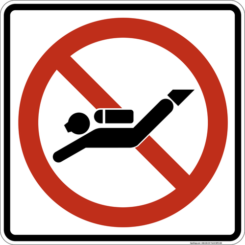 No Scuba Diving, MUTCD Prohibited Activity Sign - Water Restrictions