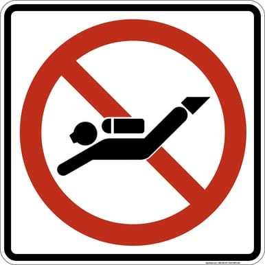 No Scuba Diving, MUTCD (Part#: SKPS-060), MUTCD Prohibited Activity Sign - Water Restrictions