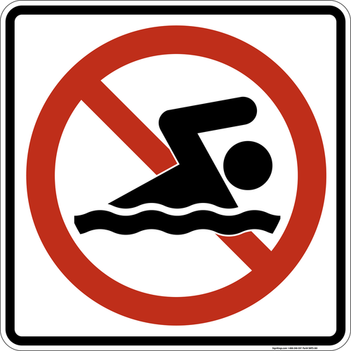 No Swimming, MUTCD Prohibited Activity Sign - Water Restrictions