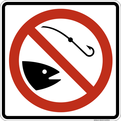 No Fishing, MUTCD Prohibited Activity Sign - Water Restrictions