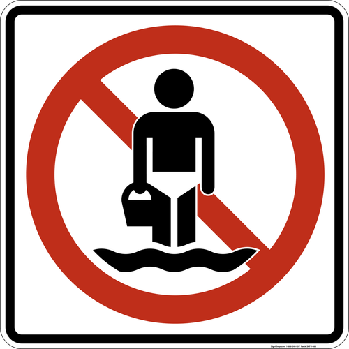 No Wading, MUTCD Prohibited Activity Sign - Water Restrictions