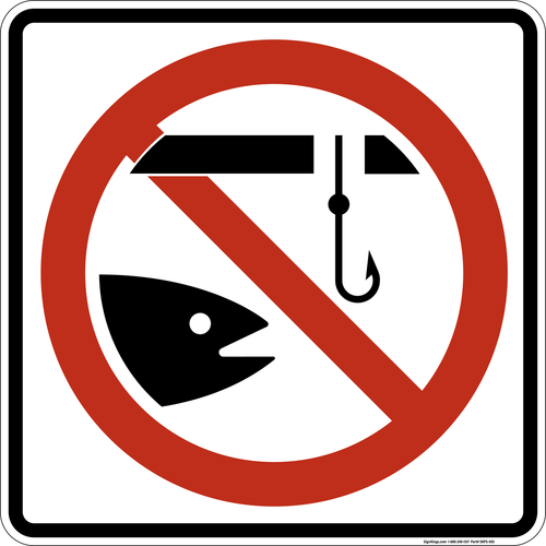 No Ice Fishing, MUTCD Prohibited Activity Sign - Water Restrictions