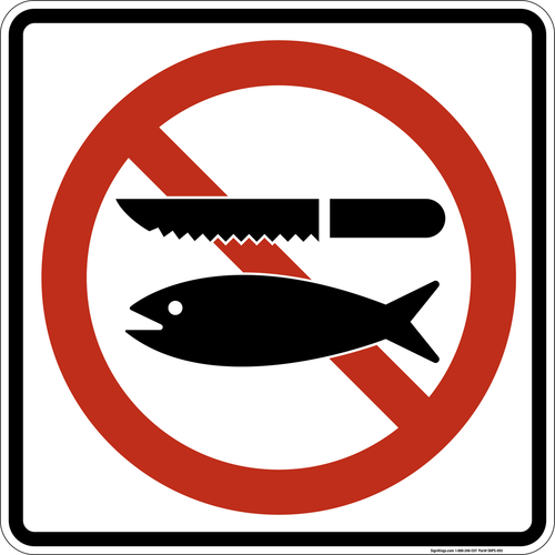 No Fish Cleaning, MUTCD Prohibited Activity Sign - Water Restrictions