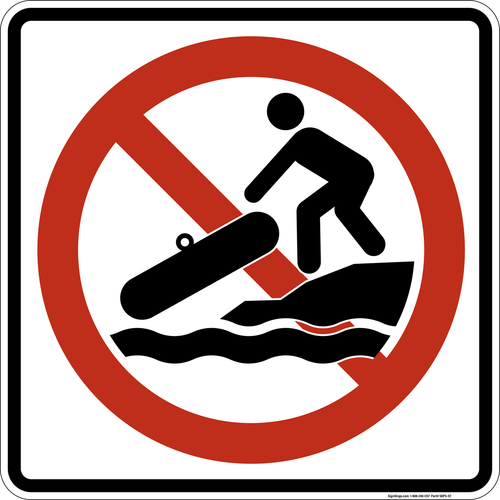 No Hand Launch/Small Boat Launch, MUTCD Prohibited Activity Sign - Water Restrictions