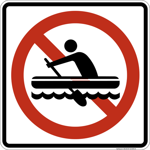 No Rafting, MUTCD Prohibited Activity Sign - Water Restrictions