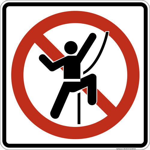 No Technical Rock Climbing, MUTCD Prohibited Activity Sign - Trail & Land Restrictions