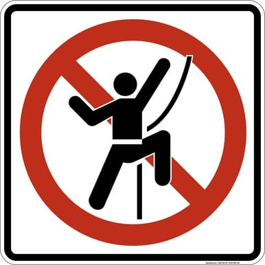 No Technical Rock Climbing, MUTCD (Part#: SKPS-081), MUTCD Prohibited Activity Sign - Trail & Land Restrictions