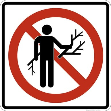 No Wood Gathering, MUTCD (Part#: SKPS-120), MUTCD Prohibited Activity Sign - Trail & Land Restrictions