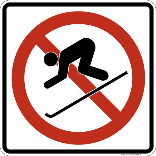 No Downhill Skiing,  MUTCD Prohibited Activity Sign - Winter Restrictions