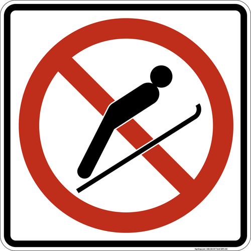 No Ski Jumping,  MUTCD Prohibited Activity Sign - Winter Restrictions