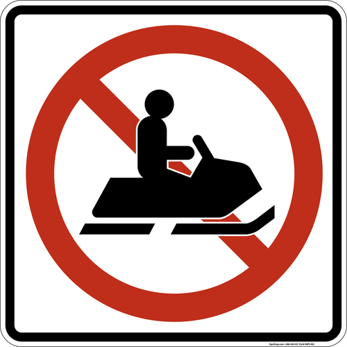 No Snowmobiling,  MUTCD Prohibited Activity Sign - Winter Restrictions