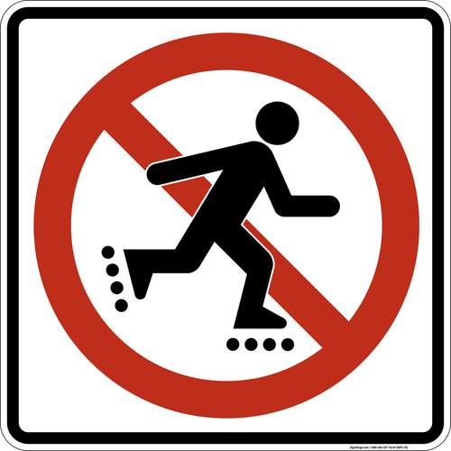 No In-Line Skating,  MUTCD Prohibited Activity Sign - Trail & Land Restrictions