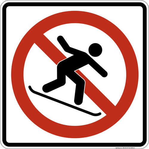 No Snowboarding,  MUTCD Prohibited Activity Sign - Winter Restrictions