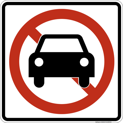 No Automobiles,  MUTCD Prohibited Activity Sign - Vehicle & Parking Restrictions
