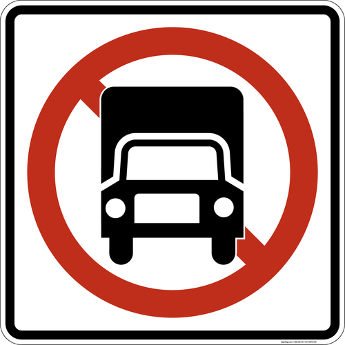 No Trucks,  MUTCD Prohibited Activity Sign - Vehicle & Parking Restrictions